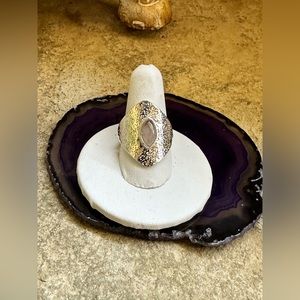 Silver Rose Quartz Band Ring